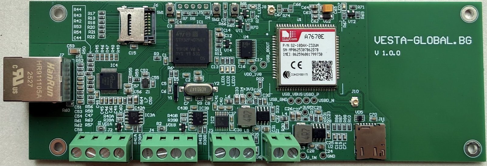 VESTA-GLOBAL.BG V 1.0.0 printed circuit board assembly, top view